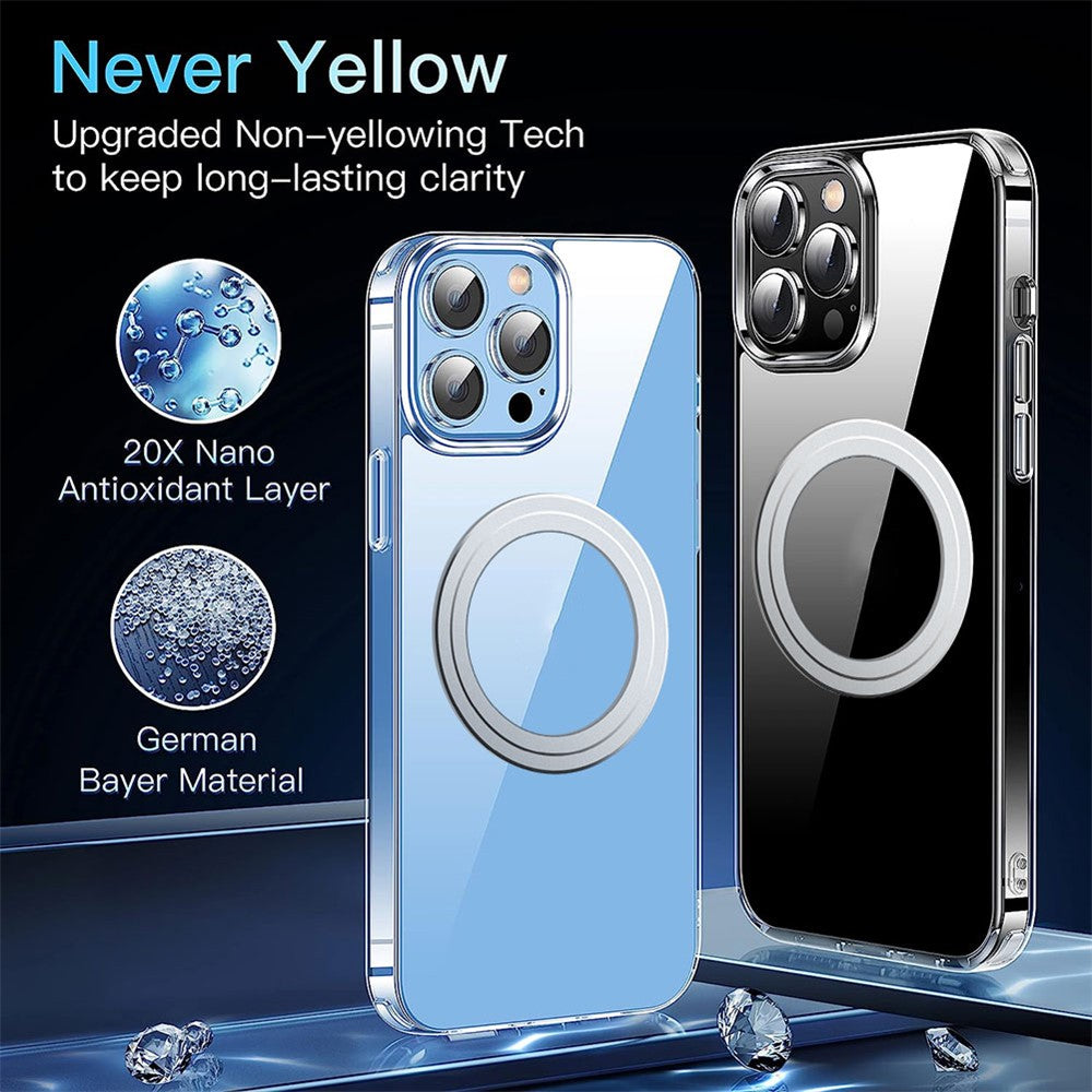 For-iPhone-14-Pro-Clear-Phone-Case-TPU-+-PC-Magnetic-Cover-Compatible-with-MagSafe-Transparent