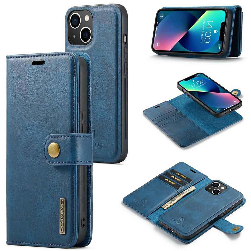 DG.MING-For-iPhone-15-Anti-Scratch-Split-Leather-Wallet-Stand-Cover-Detachable-Magnetic-Phone-Case-Shell-Blue
