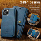 DG.MING-For-iPhone-15-Anti-Scratch-Split-Leather-Wallet-Stand-Cover-Detachable-Magnetic-Phone-Case-Shell-Blue
