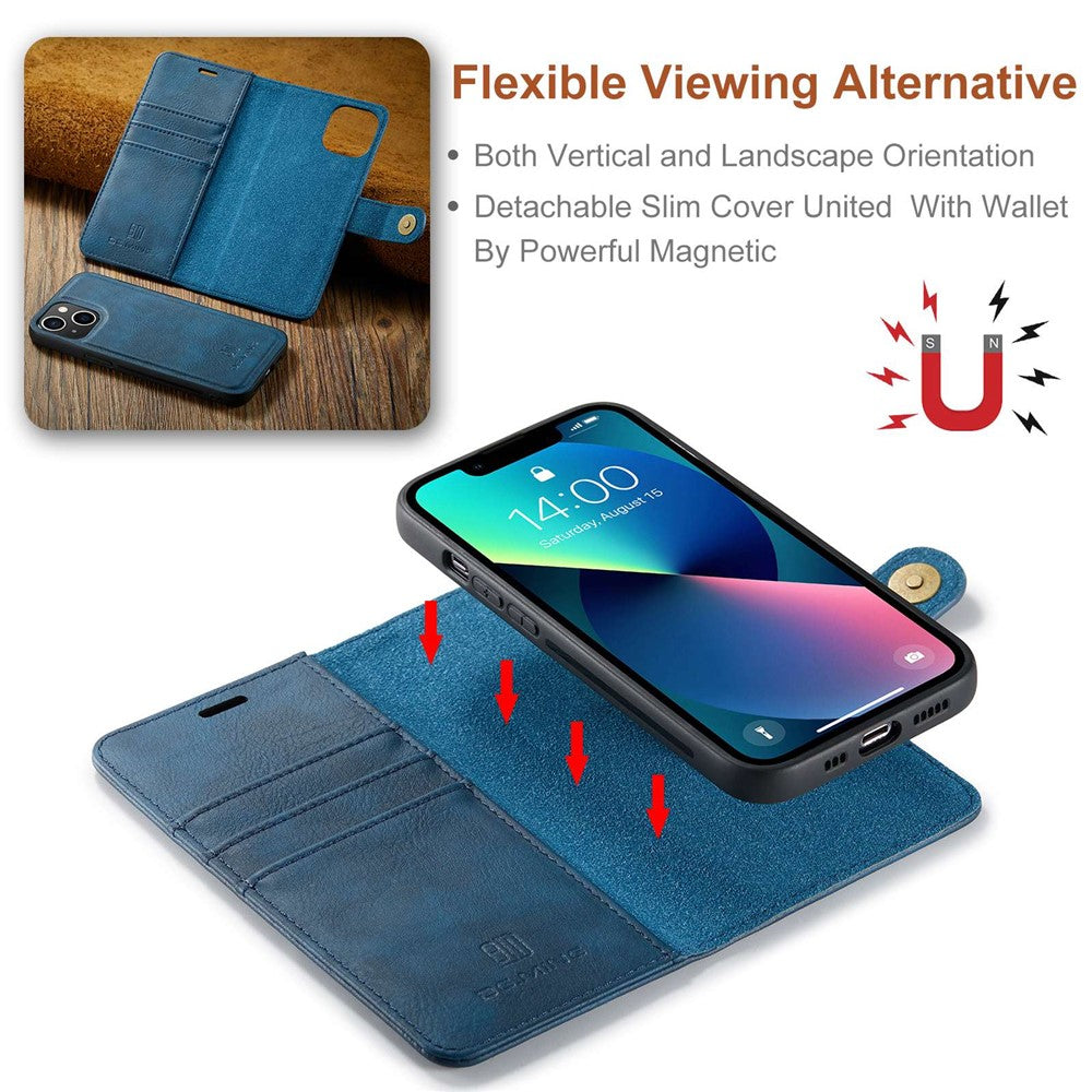DG.MING-For-iPhone-15-Anti-Scratch-Split-Leather-Wallet-Stand-Cover-Detachable-Magnetic-Phone-Case-Shell-Blue