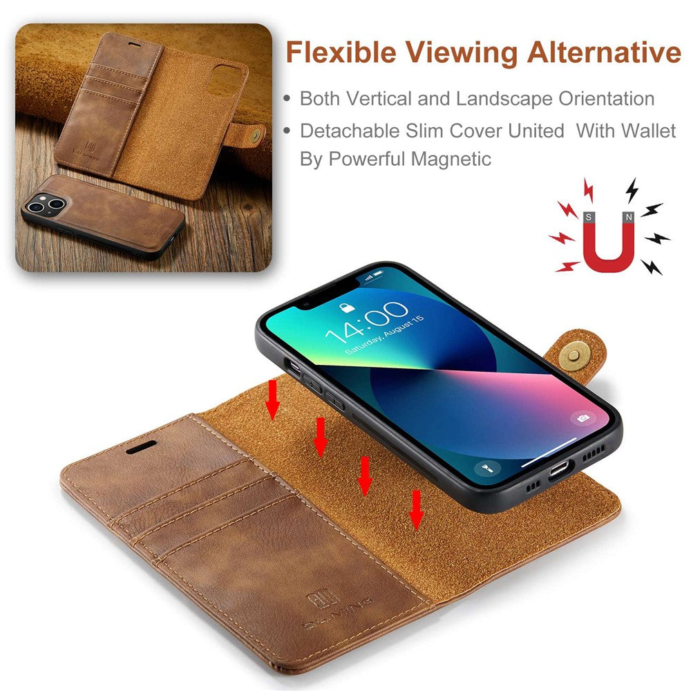 DG.MING-For-iPhone-15-Anti-Scratch-Split-Leather-Wallet-Stand-Cover-Detachable-Magnetic-Phone-Case-Shell-Brown