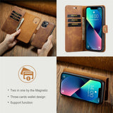 DG.MING-For-iPhone-15-Anti-Scratch-Split-Leather-Wallet-Stand-Cover-Detachable-Magnetic-Phone-Case-Shell-Brown