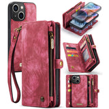 For-iPhone-15-Phone-Cases-CASEME-008-Leather-Cover-with-Detachable-Wallet-and-Strap-Red