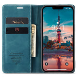 CASEME-013-Series-For-iPhone-15-Leather-Wallet-Phone-Case-Flip-Stand-Drop-proof-Cover-Blue