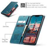CASEME-013-Series-For-iPhone-15-Leather-Wallet-Phone-Case-Flip-Stand-Drop-proof-Cover-Blue