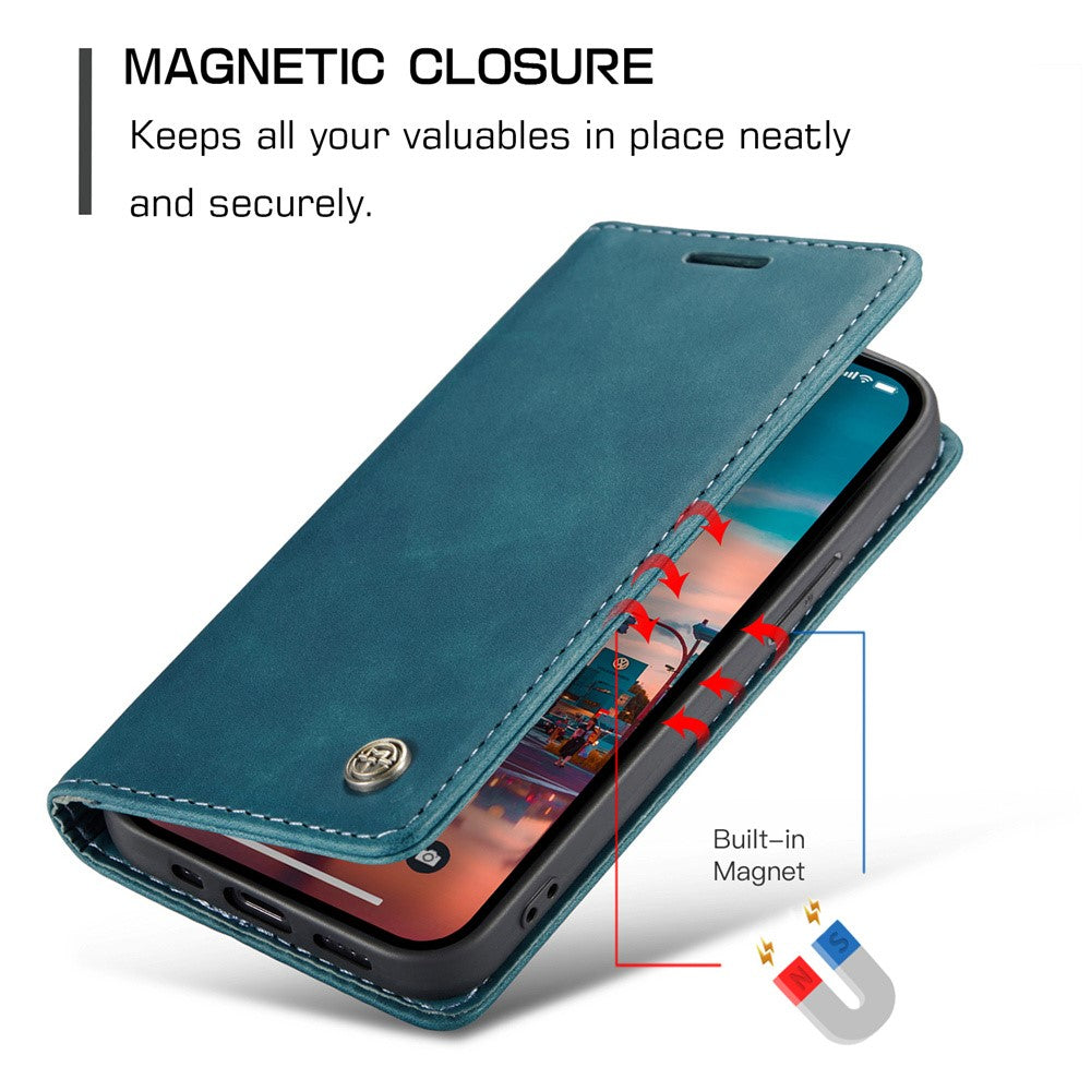 CASEME-013-Series-For-iPhone-15-Leather-Wallet-Phone-Case-Flip-Stand-Drop-proof-Cover-Blue