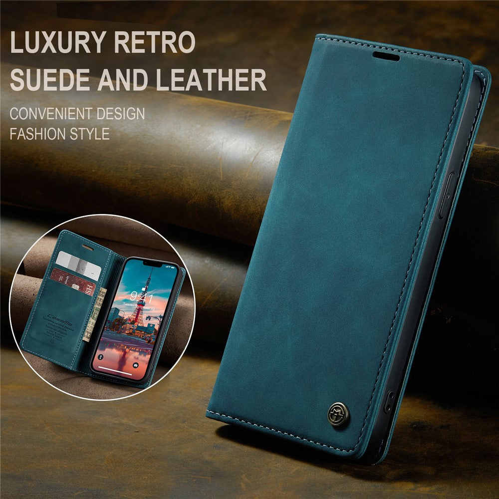 CASEME-013-Series-For-iPhone-15-Leather-Wallet-Phone-Case-Flip-Stand-Drop-proof-Cover-Blue