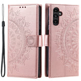 For-Samsung-Galaxy-S24-Leather-Case-Mandala-Flower-Wallet-Cover-with-Strap-Rose-Gold
