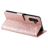 For-Samsung-Galaxy-S24-Leather-Case-Mandala-Flower-Wallet-Cover-with-Strap-Rose-Gold