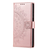 For-Samsung-Galaxy-S24-Leather-Case-Mandala-Flower-Wallet-Cover-with-Strap-Rose-Gold
