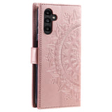 For-Samsung-Galaxy-S24-Leather-Case-Mandala-Flower-Wallet-Cover-with-Strap-Rose-Gold