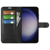 For-Samsung-Galaxy-S24-Case-Magnetic-Closure-Litchi-Texture-Leather-Phone-Cover-Black