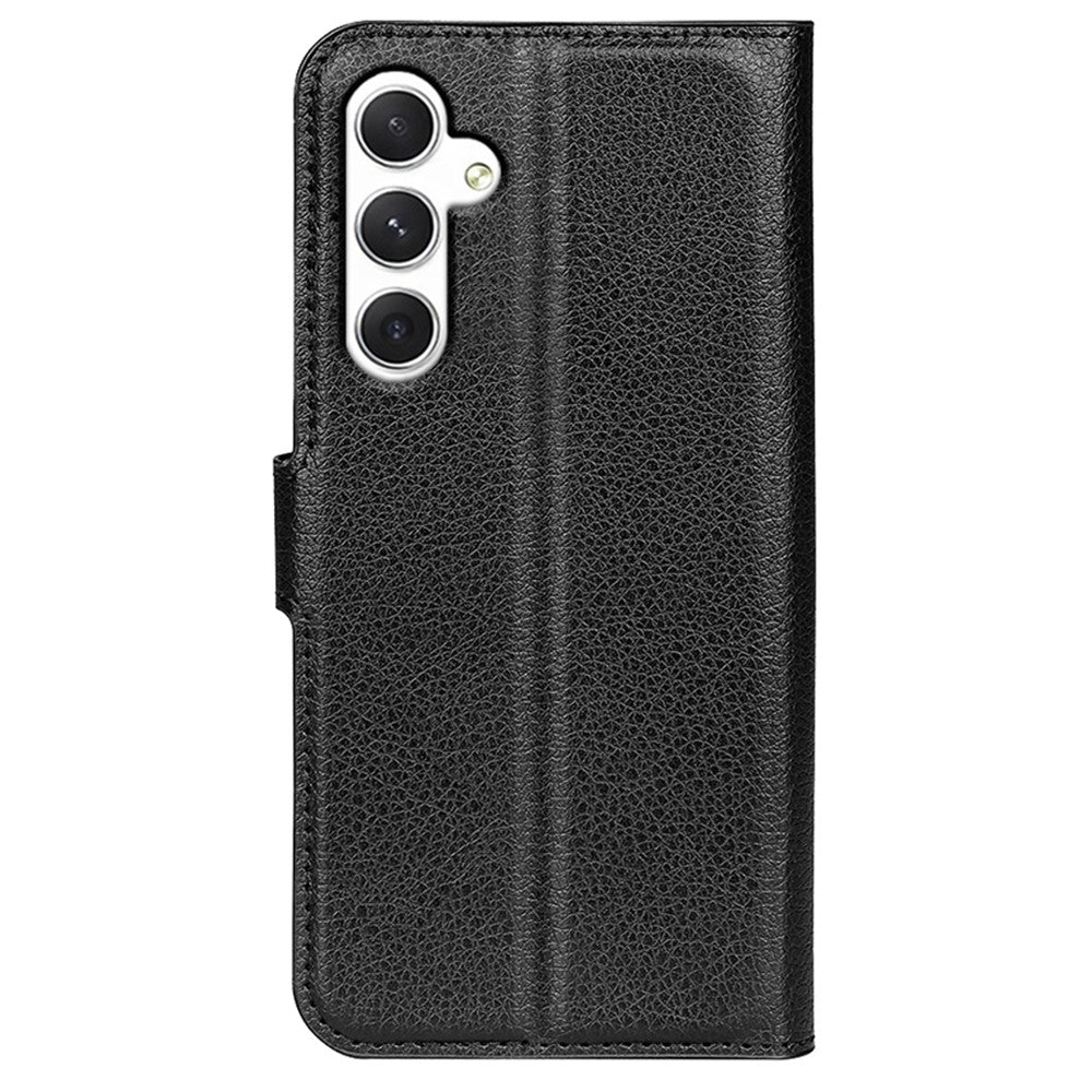 For-Samsung-Galaxy-S24-Case-Magnetic-Closure-Litchi-Texture-Leather-Phone-Cover-Black
