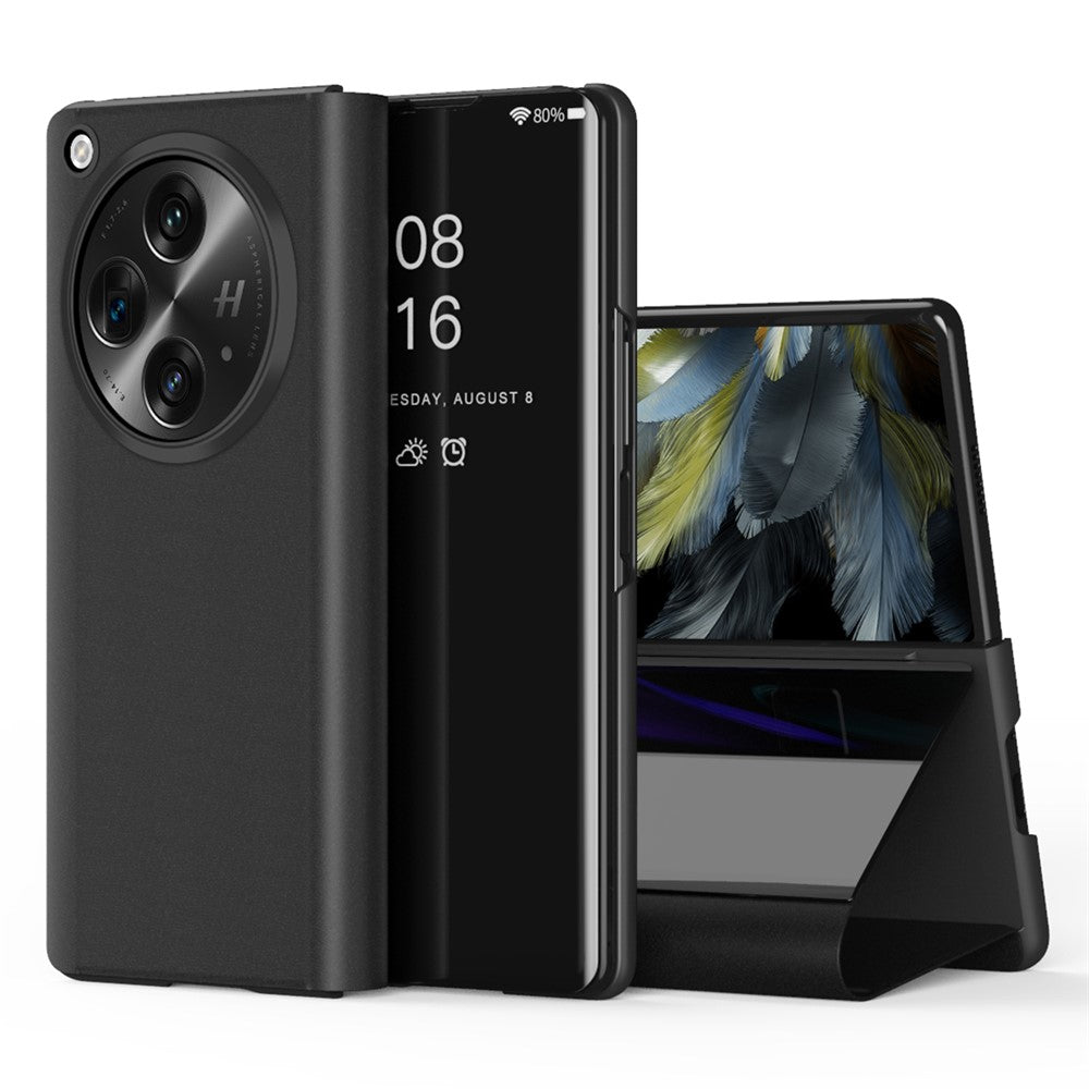 For-OnePlus-Open-/-Oppo-Find-N3-5G-Case-View-Window-Leather-Stand-Phone-Cover-Black
