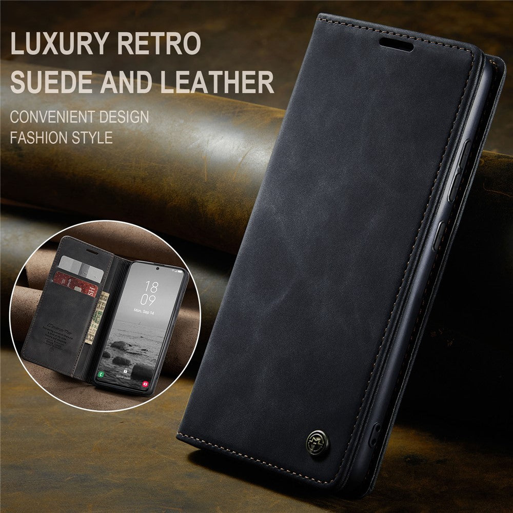 CASEME-013-Series-For-Samsung-Galaxy-S24-Case-Anti-drop-PU-Leather-Stand-Cellphone-Protector-Black