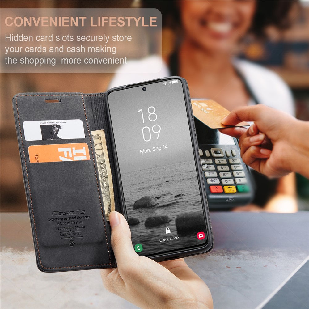 CASEME-013-Series-For-Samsung-Galaxy-S24-Case-Anti-drop-PU-Leather-Stand-Cellphone-Protector-Black