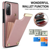 For-Samsung-Galaxy-S20-FE-5G-/-S20-FE-/-S20-FE-2022-/-S20-Lite-Cell-Phone-Case-TPU+PU-Leather-Card-Holder-Cover-Rose-Gold