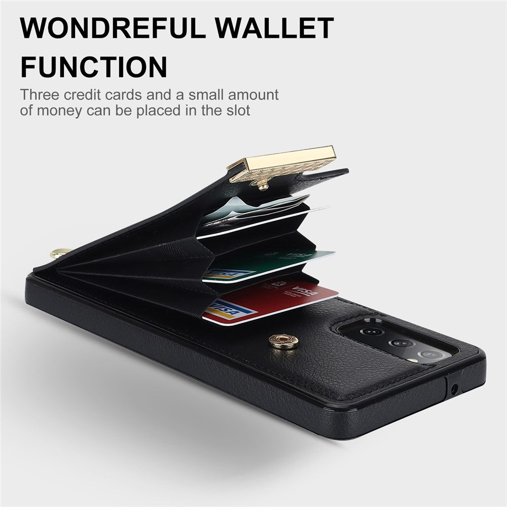 For-Samsung-Galaxy-S20-FE-5G-/-S20-FE-/-S20-FE-2022-/-S20-Lite-Cell-Phone-Case-TPU+PU-Leather-Card-Holder-Cover-Black