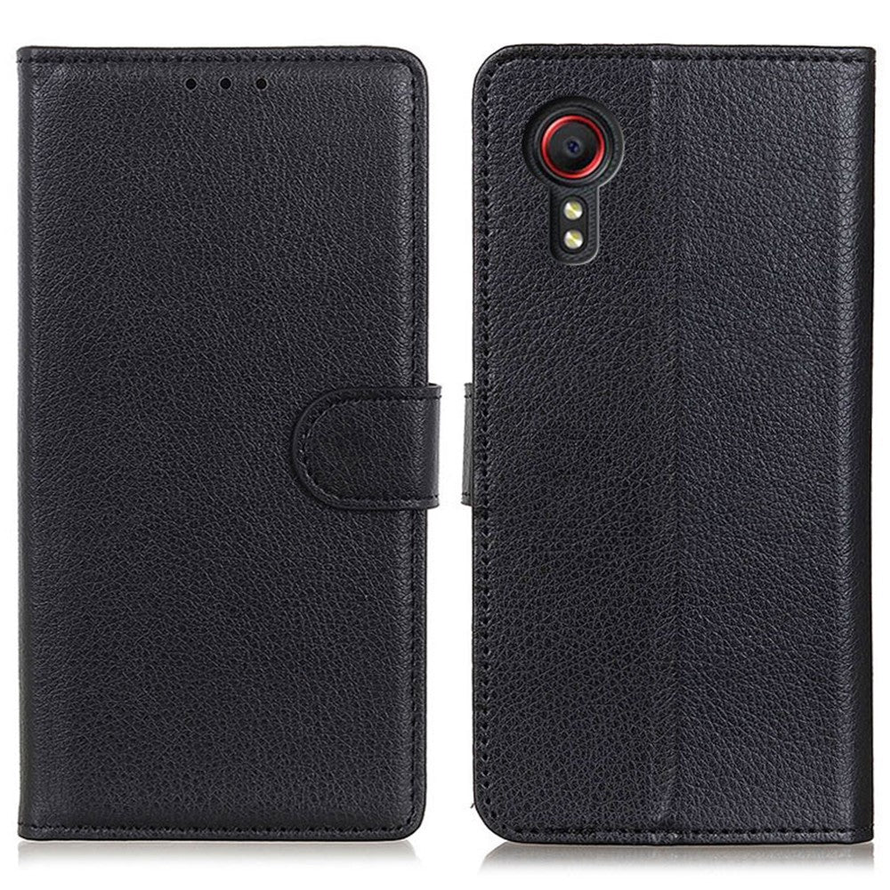 For-Samsung-Galaxy-Xcover7-Leather-Case-Classic-Lychee-Texture-Phone-Wallet-Cover-Black