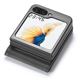 LC.IMEEKE-For-Samsung-Galaxy-Z-Flip7-FE-5G-/-Z-Flip6-5G-Case-Scratch-resistant-Leather+PC-Calf-Texture-Stand-Phone-Cover-Black