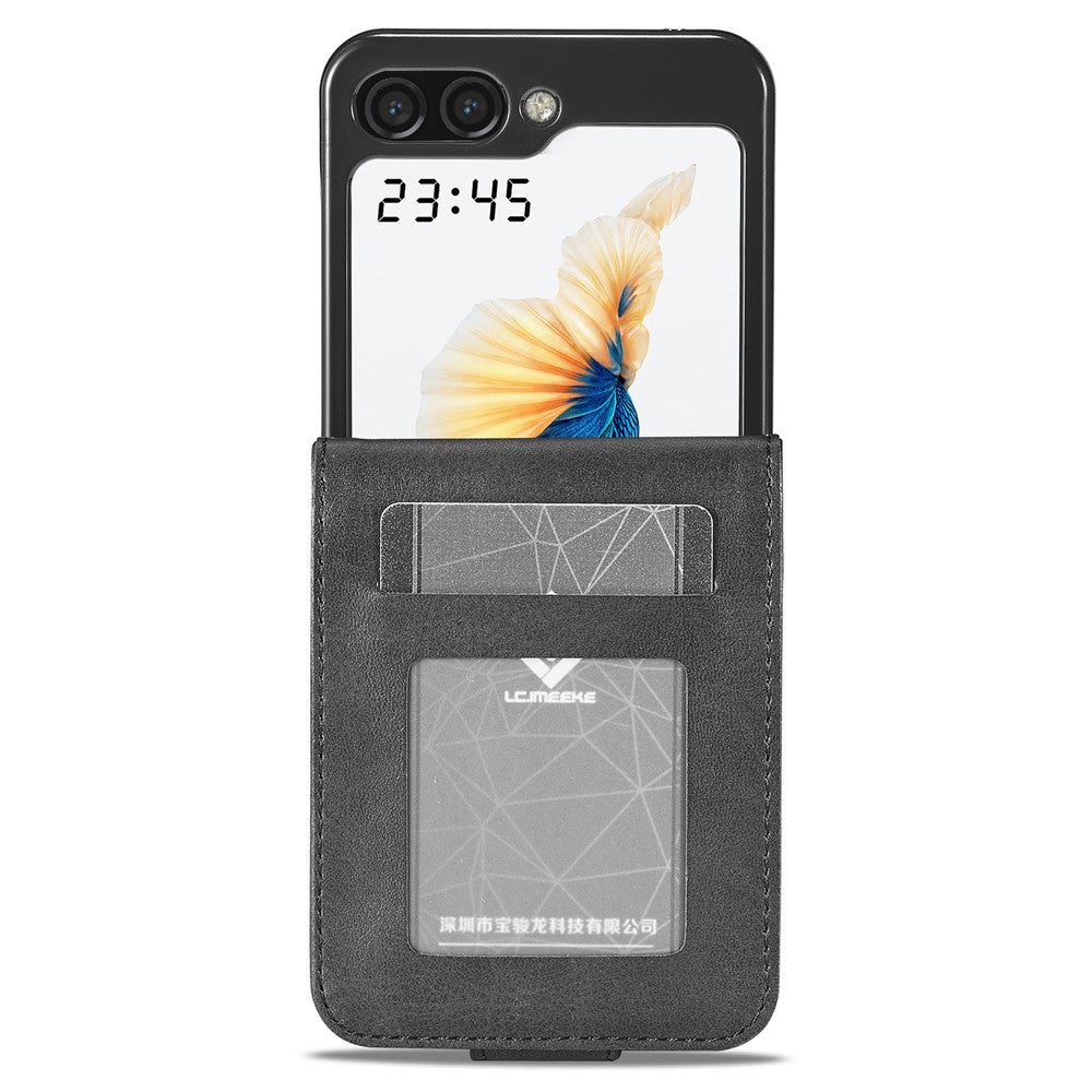 LC.IMEEKE-For-Samsung-Galaxy-Z-Flip7-FE-5G-/-Z-Flip6-5G-Case-Scratch-resistant-Leather+PC-Calf-Texture-Stand-Phone-Cover-Black