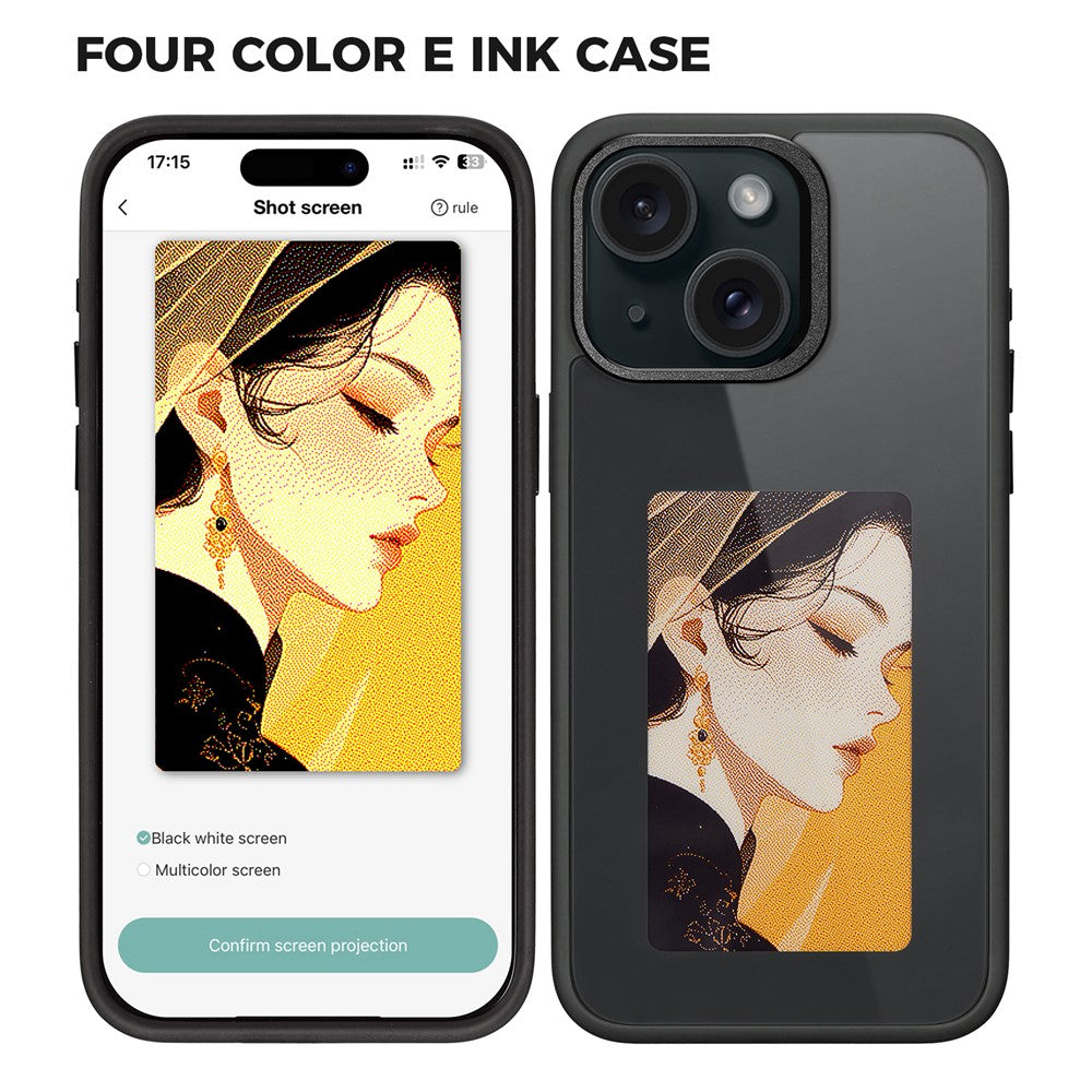 4-Color-E-Ink-Phone-Case-for-iPhone-15-Case-Smart-NFC-DIY-Display-Imaging,-Black-/-White-/-Red-/-Yellow-Black