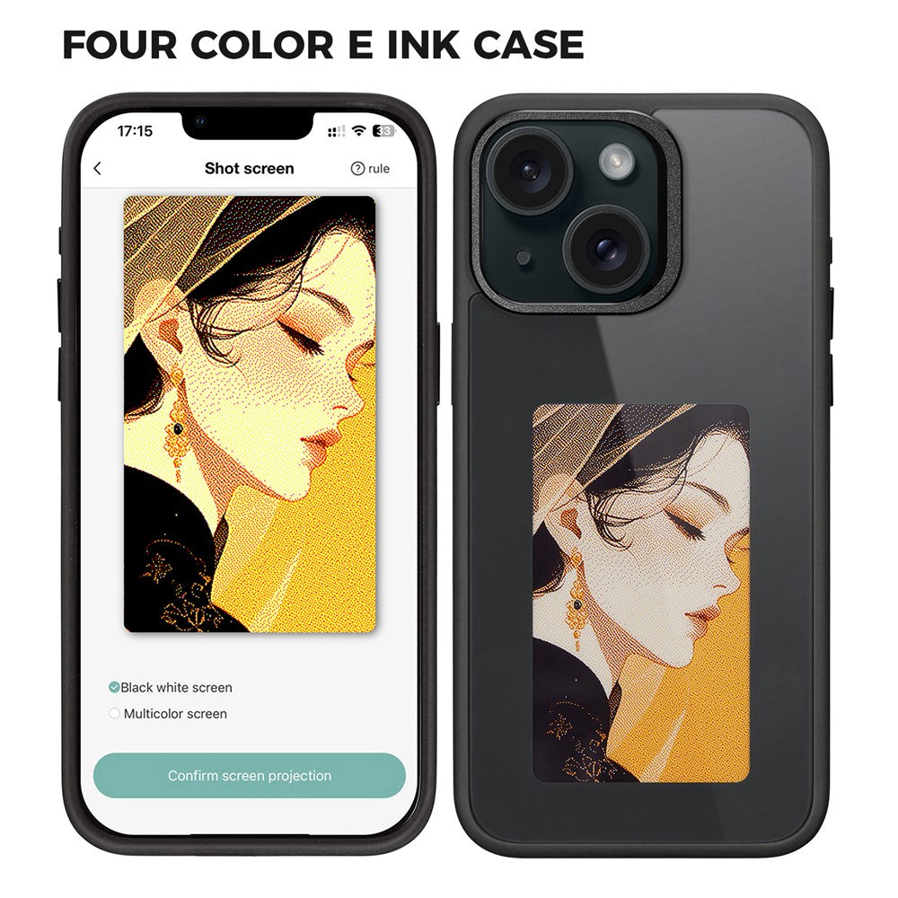 E-Ink-Phone-Case-for-iPhone-13-/-14-Smart-NFC-Phone-Case-Photo,-Black-/-White-/-Red-/-Yellow-4-Color-Black