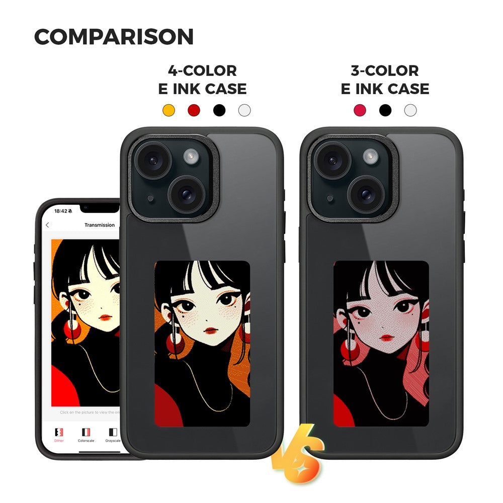 E-Ink-Phone-Case-for-iPhone-13-/-14-Smart-NFC-Phone-Case-Photo,-Black-/-White-/-Red-/-Yellow-4-Color-Black
