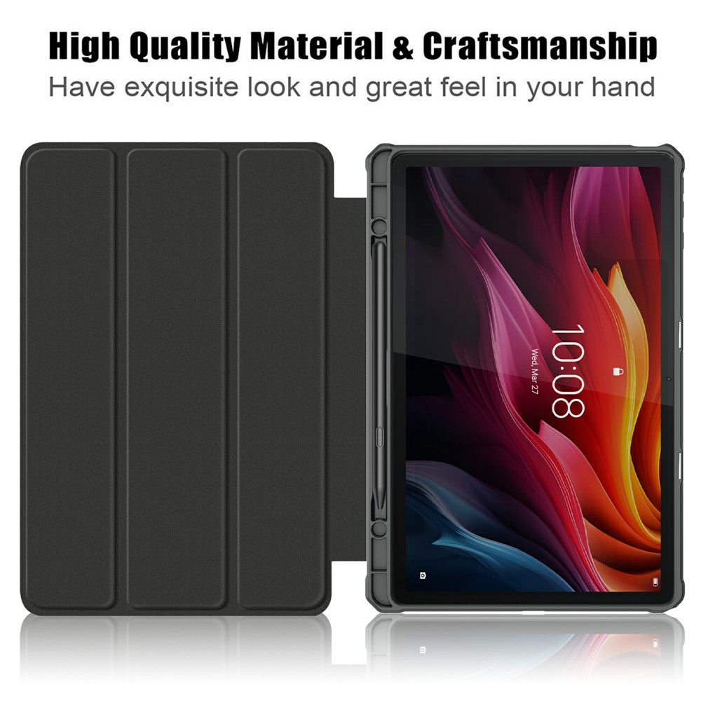 For-Lenovo-Tab-K11-Plus-TB230XC-Case-Auto-Sleep-/-Wake-PU-Leather-Flip-Tablet-Cover-Triple-Fold-Stand-Black