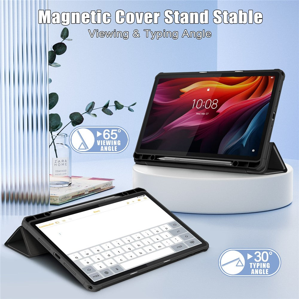 For-Lenovo-Tab-K11-Plus-TB230XC-Case-Auto-Sleep-/-Wake-PU-Leather-Flip-Tablet-Cover-Triple-Fold-Stand-Black