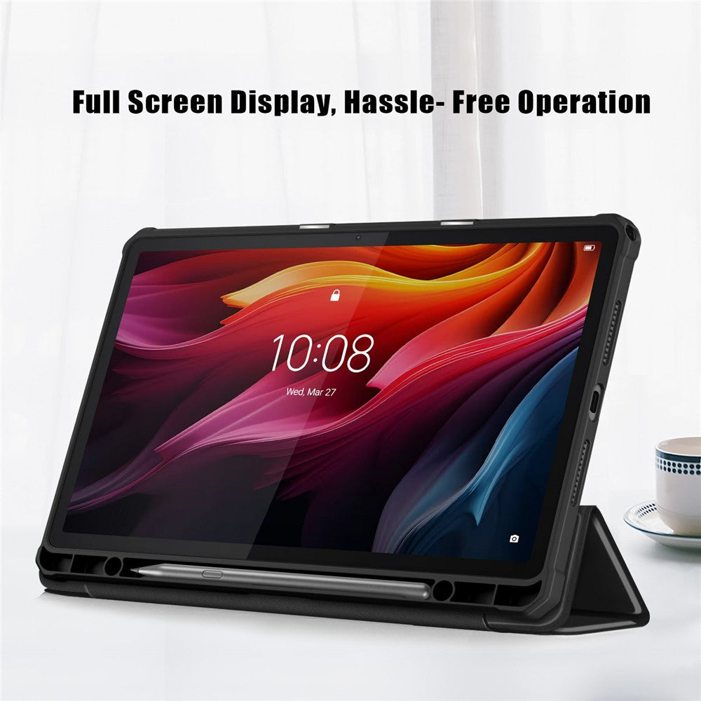 For-Lenovo-Tab-K11-Plus-TB230XC-Case-Auto-Sleep-/-Wake-PU-Leather-Flip-Tablet-Cover-Triple-Fold-Stand-Black