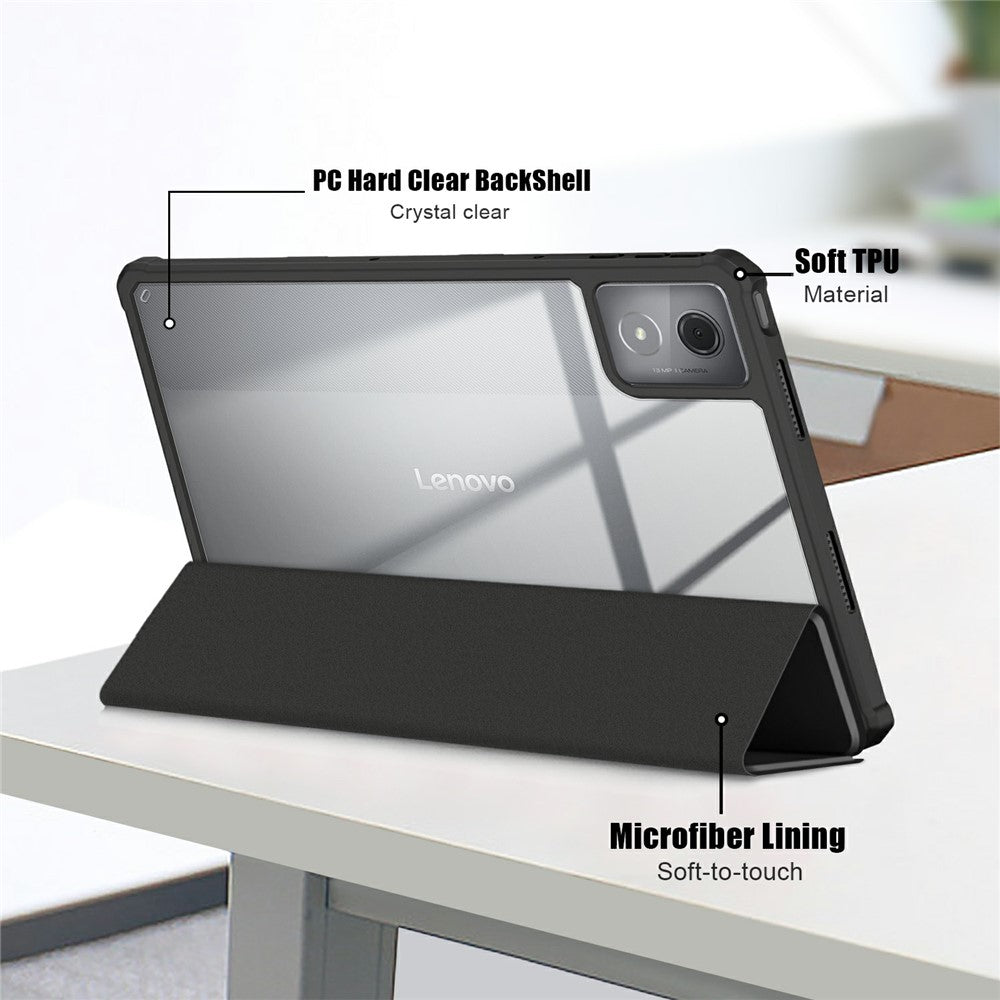 For-Lenovo-Tab-K11-Plus-TB230XC-Case-Auto-Sleep-/-Wake-PU-Leather-Flip-Tablet-Cover-Triple-Fold-Stand-Black