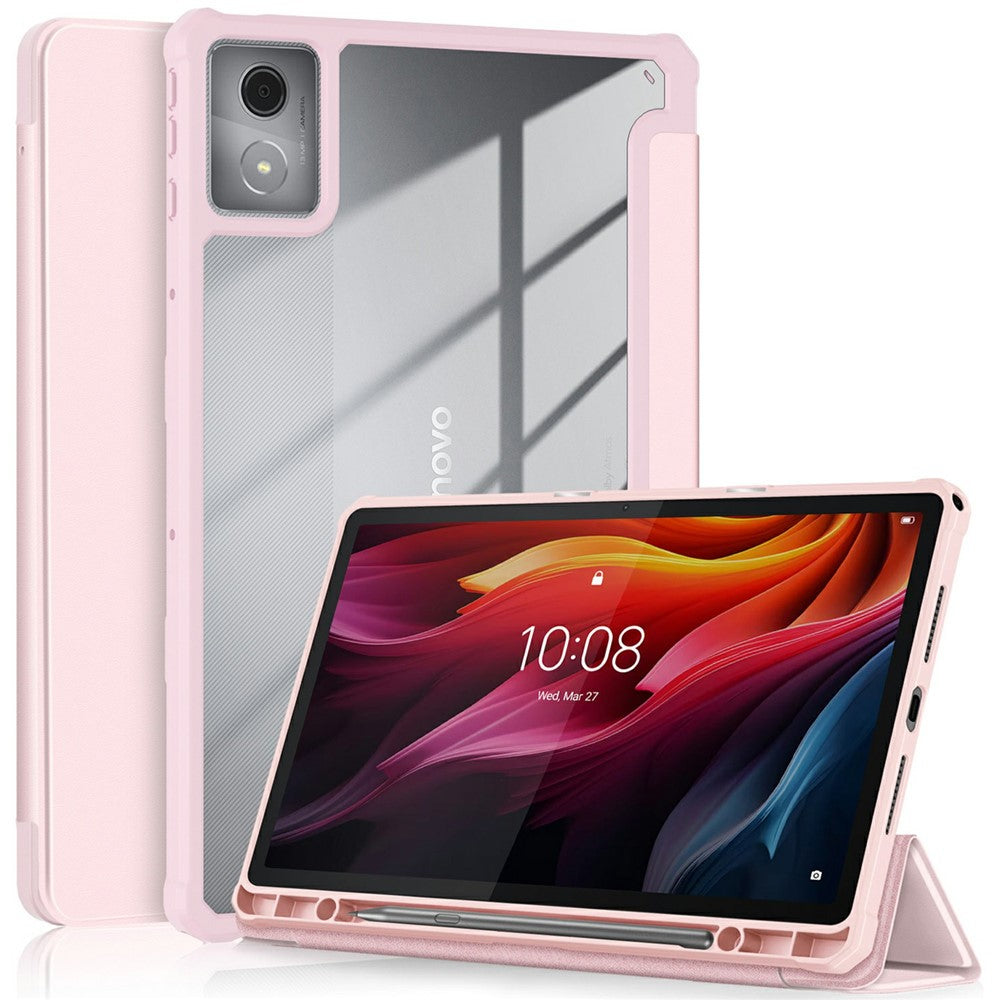 For-Lenovo-Tab-K11-Plus-TB230XC-Case-Auto-Sleep-/-Wake-PU-Leather-Flip-Tablet-Cover-Triple-Fold-Stand-Pink
