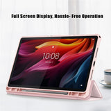 For-Lenovo-Tab-K11-Plus-TB230XC-Case-Auto-Sleep-/-Wake-PU-Leather-Flip-Tablet-Cover-Triple-Fold-Stand-Pink