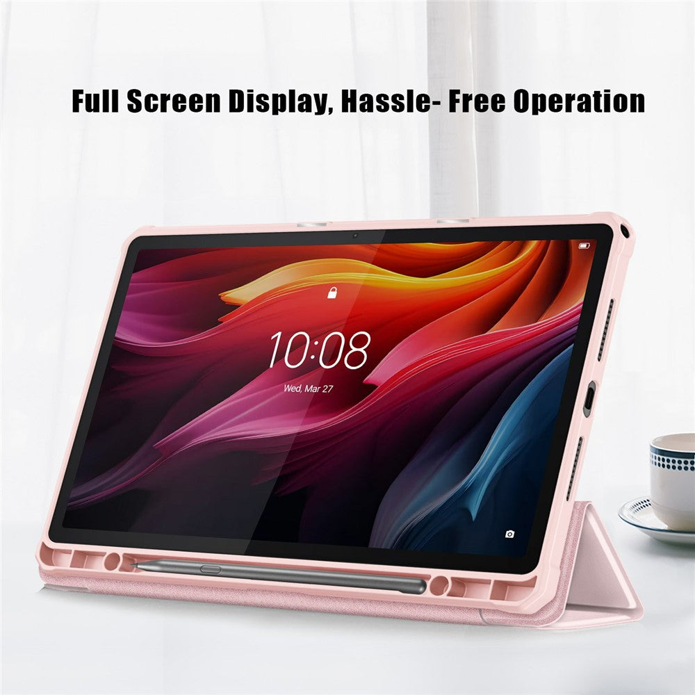 For-Lenovo-Tab-K11-Plus-TB230XC-Case-Auto-Sleep-/-Wake-PU-Leather-Flip-Tablet-Cover-Triple-Fold-Stand-Pink