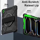 For-iPad-Pro-13-(2025)-/-13-(2024)-Case-Silicone-+-PC-Kickstand-Tablet-Cover-with-Handy-Strap,-Shoulder-Strap-Black-/-Black