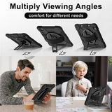 For-iPad-Pro-13-(2025)-/-13-(2024)-Case-Silicone-+-PC-Kickstand-Tablet-Cover-with-Handy-Strap,-Shoulder-Strap-Black-/-Black