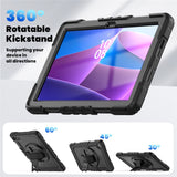 For-Lenovo-Tab-10.1-(2025)-TB-311XU-/-Tab-TB311FU-Case-PC-+-Silicone-Tablet-Cover-with-PET-Anti-Scratch-Film-and-Shoulder-Strap-Black
