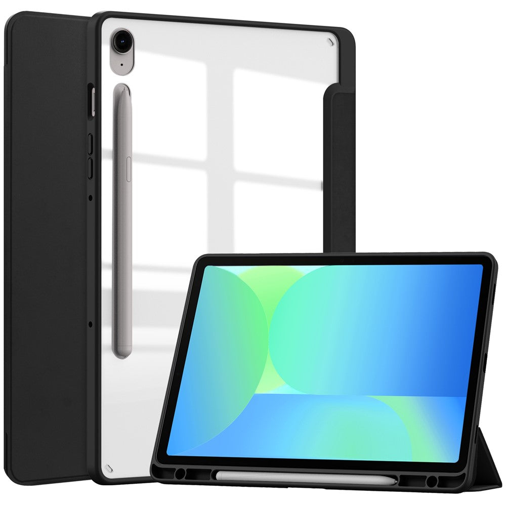 For-Samsung-Galaxy-Tab-S10-Lite-/-S10-FE-/-S9-FE-Case-Clear-Acrylic-Leather-Tablet-Cover-Support-Auto-Sleep-/-Wake-Black