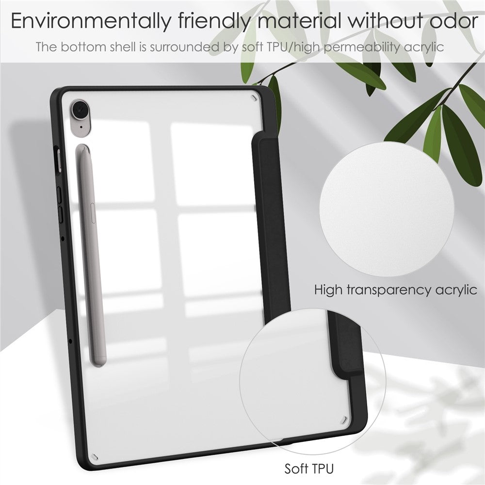 For-Samsung-Galaxy-Tab-S10-Lite-/-S10-FE-/-S9-FE-Case-Clear-Acrylic-Leather-Tablet-Cover-Support-Auto-Sleep-/-Wake-Black
