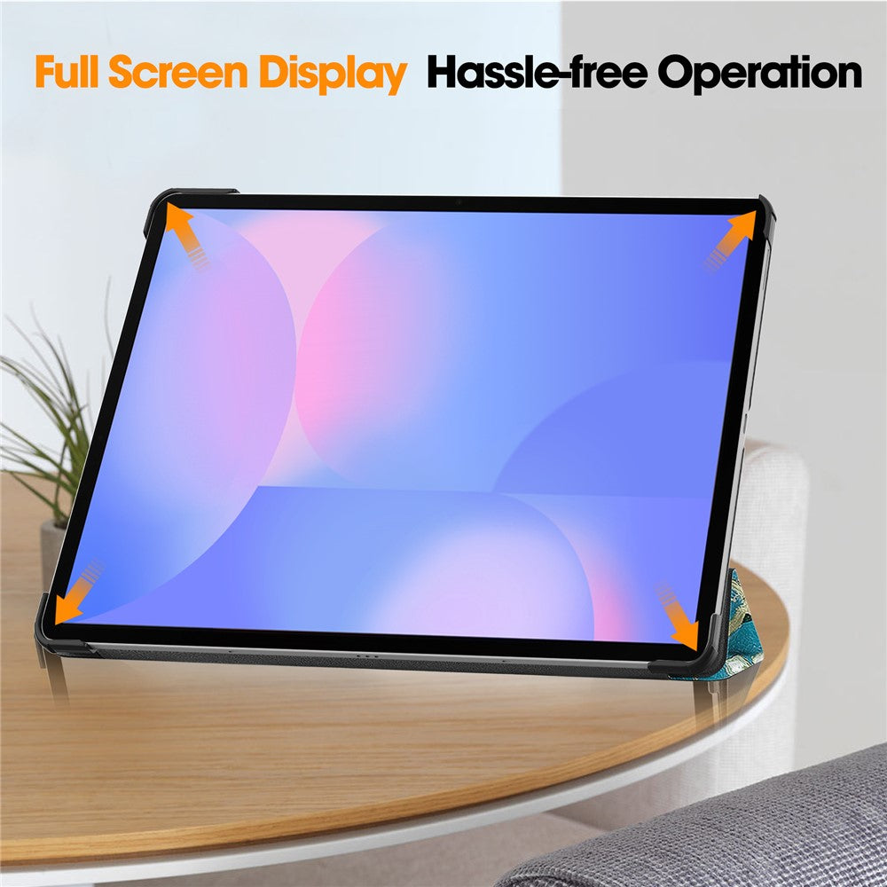 For-Samsung-Galaxy-Tab-S10-FE+-Case-Pattern-Print-Leather-Stand-Tablet-Cover-Apricot