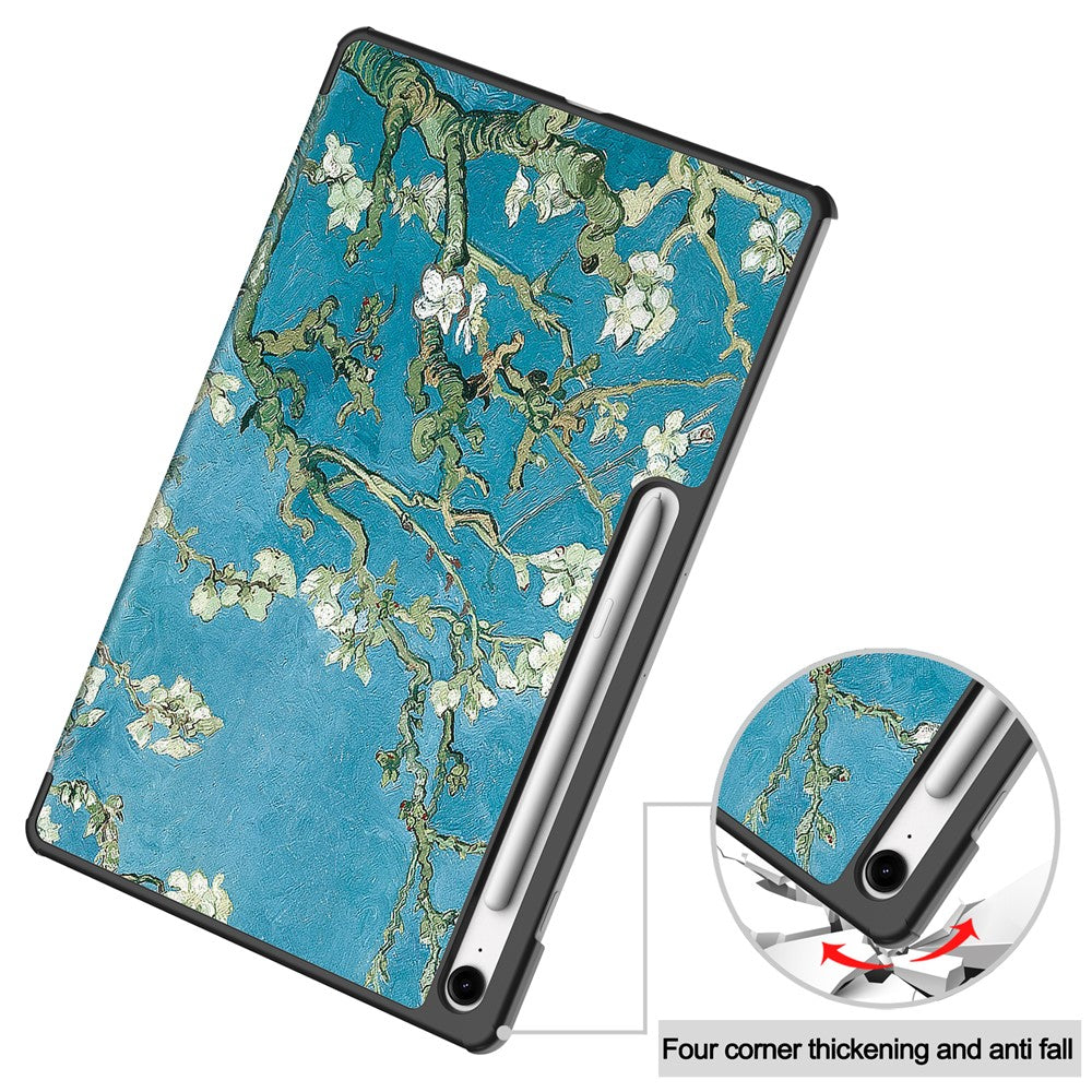 For-Samsung-Galaxy-Tab-S10-FE+-Case-Pattern-Print-Leather-Stand-Tablet-Cover-Apricot