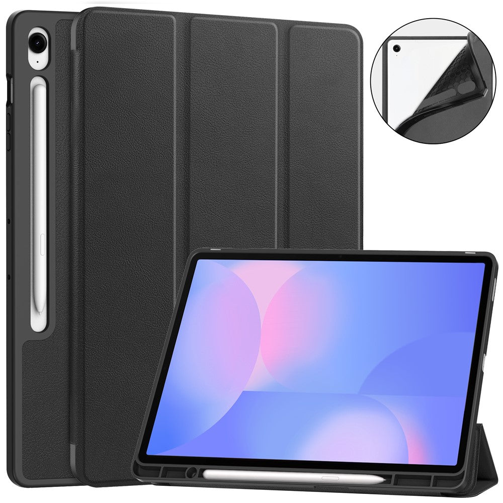For-Samsung-Galaxy-Tab-S10-FE+-Stand-Case-Shock-Absorbent-Leather-Tablet-Cover-with-Pen-Slot-Black