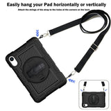 For-Xiaomi-Redmi-Pad-2-Tablet-Case-Silicone-+-PC-Shockproof-Cover-with-Kickstand-Shoulder-Strap-Black