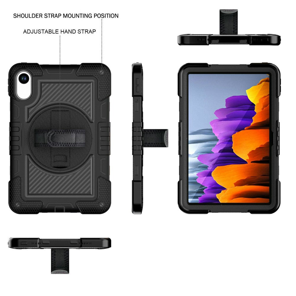 For-Xiaomi-Redmi-Pad-2-Tablet-Case-Silicone-+-PC-Shockproof-Cover-with-Kickstand-Shoulder-Strap-Black