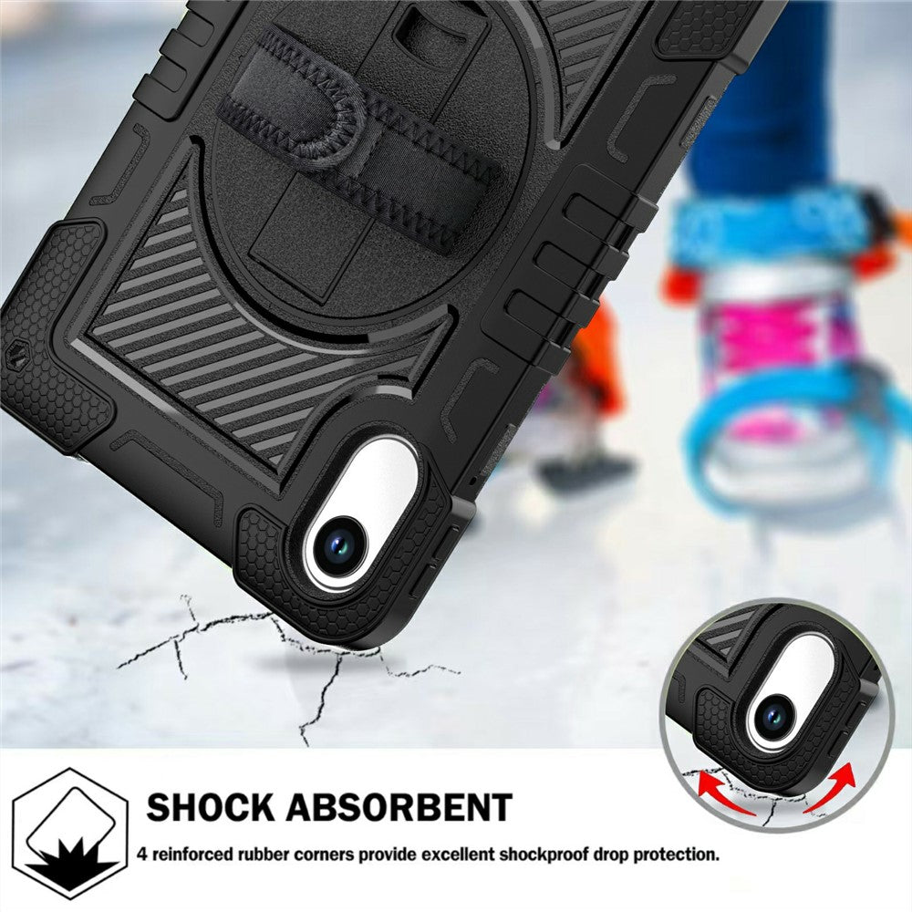 For-Xiaomi-Redmi-Pad-2-Tablet-Case-Silicone-+-PC-Shockproof-Cover-with-Kickstand-Shoulder-Strap-Black