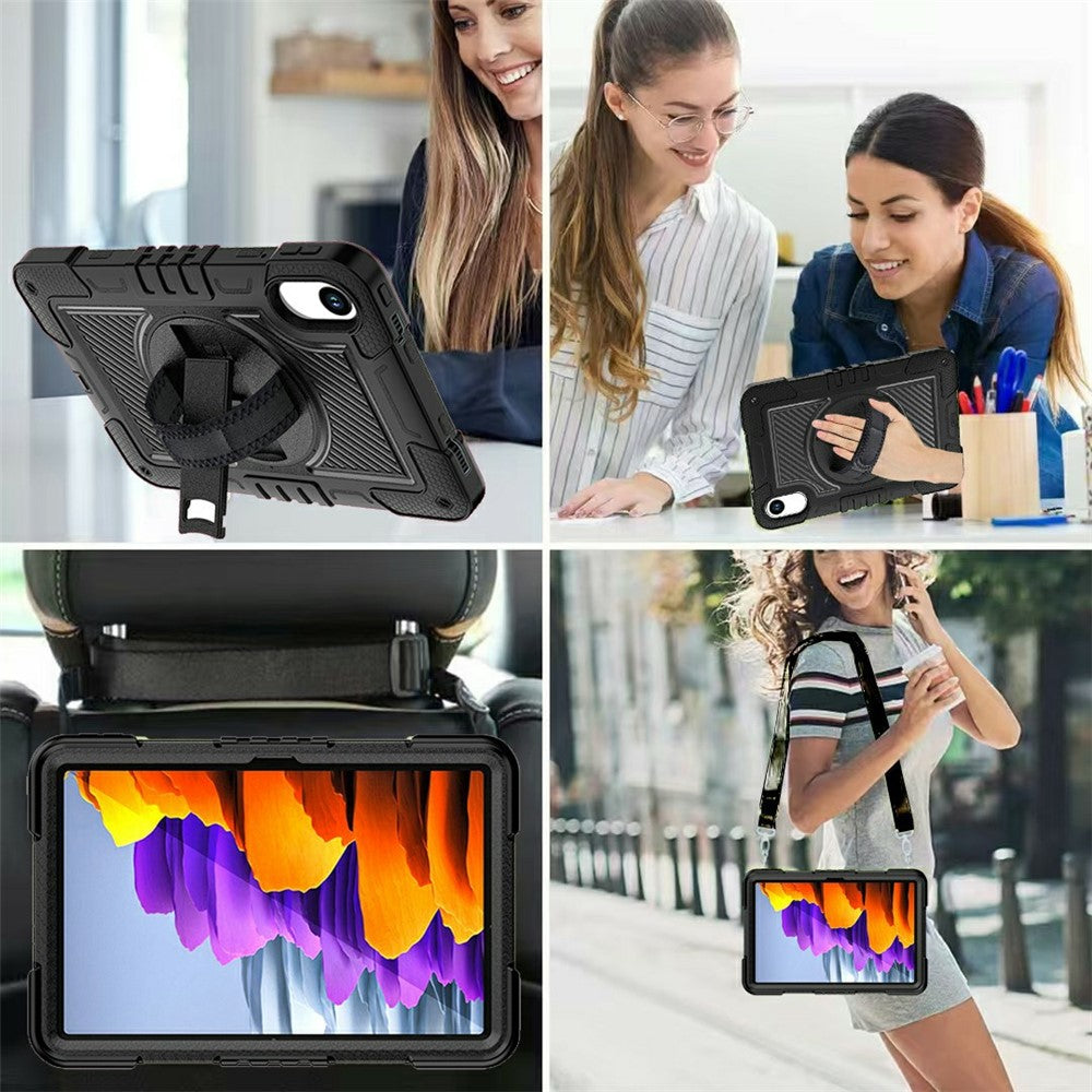 For-Xiaomi-Redmi-Pad-2-Tablet-Case-Silicone-+-PC-Shockproof-Cover-with-Kickstand-Shoulder-Strap-Black