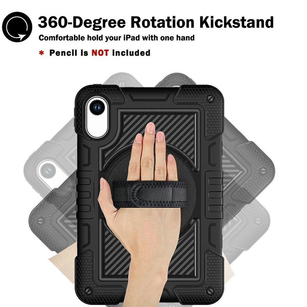 For-Xiaomi-Redmi-Pad-2-Tablet-Case-Silicone-+-PC-Shockproof-Cover-with-Kickstand-Shoulder-Strap-Black