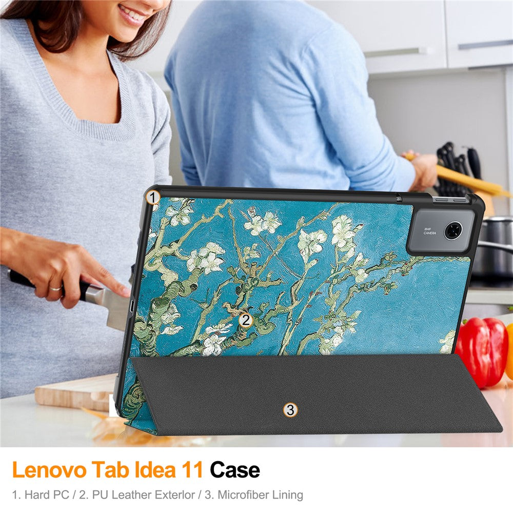 For-Lenovo-Idea-Tab-/-Xiaoxin-Pad-11-2025-Case-Pattern-Print-Leather-Stand-Tablet-Cover-Apricot