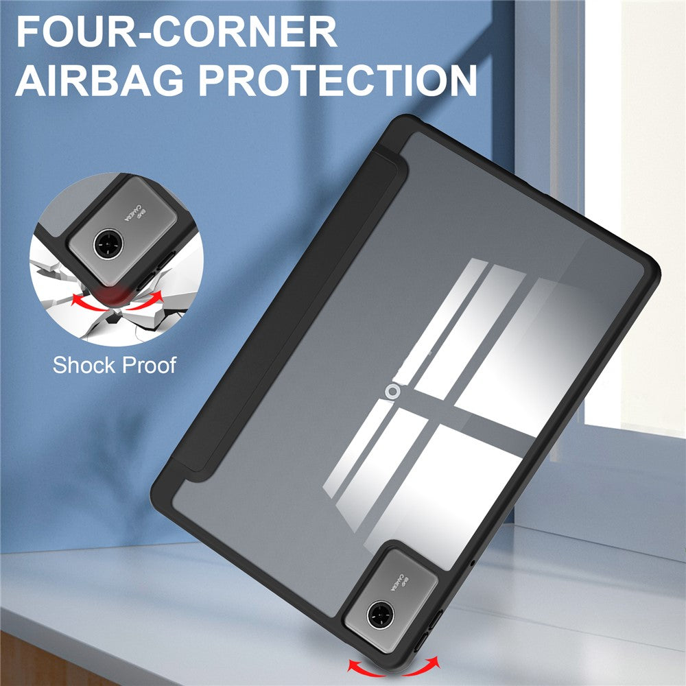 For-Lenovo-Idea-Tab-/-Xiaoxin-Pad-11-2025-Case-Clear-Acrylic-Leather-Tablet-Cover-Support-Auto-Sleep-/-Wake-Black